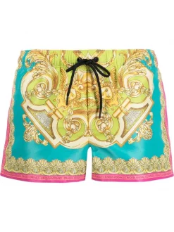 ( Nouvelle Collection ) Versace Short Imprimé à Lien De Resserrage 5P370 MAUVELOUS+CITRON