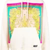 ( Nouvelle Collection ) Versace 1K100 Ecru Hoodie à Empiècements Contrastants Homme