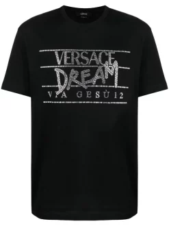 ( Nouvelle Collection ) Versace T-shirt à Ornements En Cristal Homme