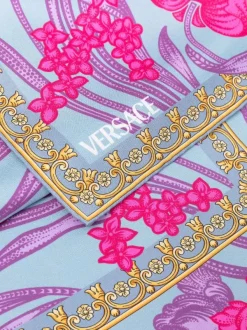 ( Nouvelle Collection ) Versace 5V250 CORNFLOWER PRINT Foulard En Soie à Fleurs Homme -Pas Cher Versace Boutique 17683047 38693265 600