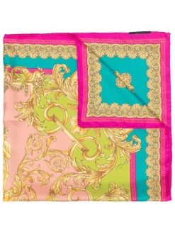 Versace 5P370 MAUVELOUS+CITRON écharpe à Imprimé Baroque Femme