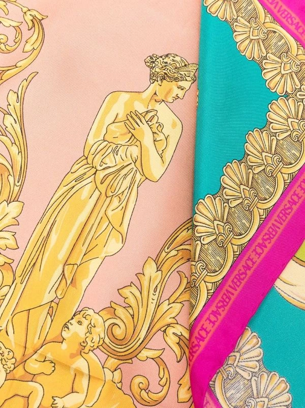 Versace 5P370 MAUVELOUS+CITRON écharpe à Imprimé Baroque Femme 4 Versace 5P370 MAUVELOUS+CITRON écharpe à Imprimé Baroque Femme – Image 4