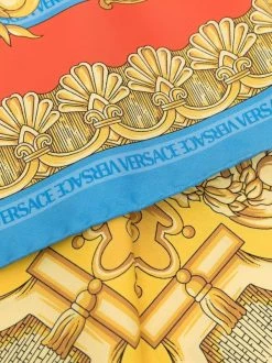 ( Nouvelle Collection ) Versace écharpe En Soie à Imprimé Baroque 5L290 DARK ORCHID+SUN -Pas Cher Versace Boutique 17683055 37888314 600