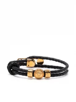 ( Nouvelle Collection ) Versace 1B00V BLACK-VERSACEGOLD Bracelet Medusa à Détail D'épingle Homme