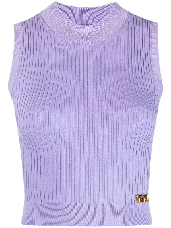 ( Nouvelle Collection ) Versace 1L720 LILAC Haut Sans Manches En Maille Femme 1 ( Nouvelle Collection ) Versace 1L720 LILAC Haut Sans Manches En Maille Femme