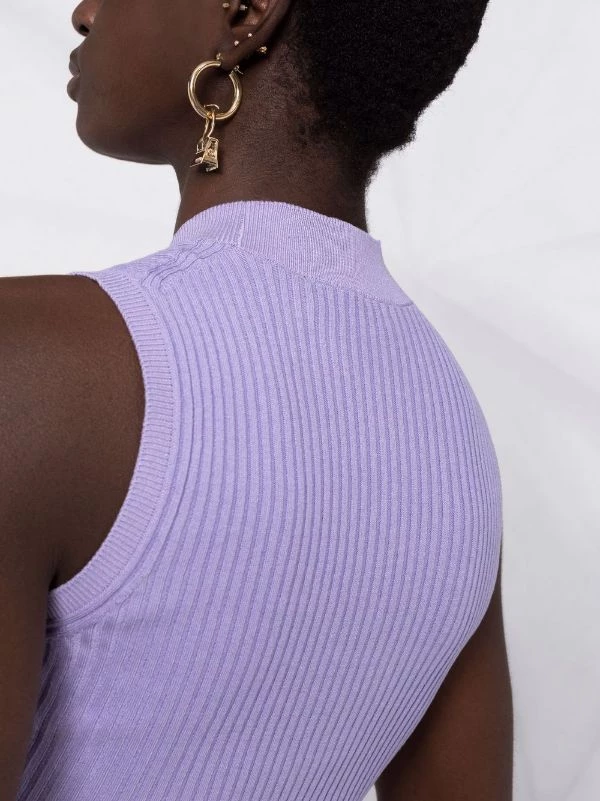 ( Nouvelle Collection ) Versace 1L720 LILAC Haut Sans Manches En Maille Femme 3 ( Nouvelle Collection ) Versace 1L720 LILAC Haut Sans Manches En Maille Femme – Image 3