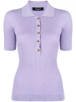 ( Nouvelle Collection ) Versace 1L720 LILAC Polo En Maille Nervurée Femme