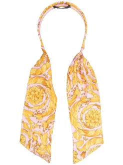 ( Nouvelle Collection ) Versace 5P220 CANDY+GOLD Serre-tête En Soie à Imprimé Baroque Femme