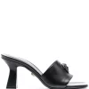 ( Nouvelle Collection ) Versace 1B090 BLACK Mules Medusa Head En Cuir Femme