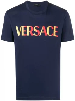 ( Nouvelle Collection ) Versace T-shirt à Logo Brodé 1U830 NAVY