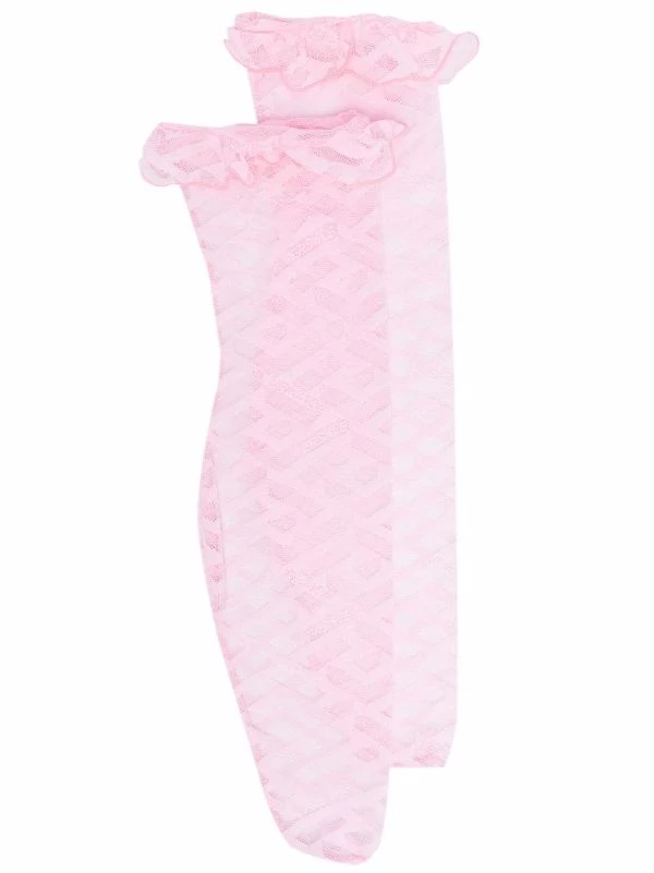 ( Nouvelle Collection ) Versace Chaussettes La Greca à Effet De Transparence Femme 1 ( Nouvelle Collection ) Versace Chaussettes La Greca à Effet De Transparence Femme