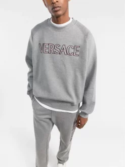 ( Nouvelle Collection ) Versace Sweat à Logo Brodé 1E090 LIGHT GREY -Pas Cher Versace Boutique 17695106 7aaba718 71b7 4acf b529 69948bfb7697 600
