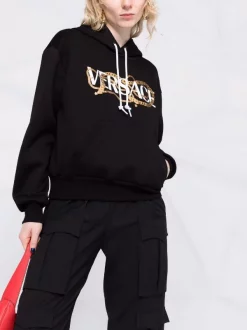 ( Nouvelle Collection ) Versace Hoodie à Logo Imprimé 1B000 BLACK -Pas Cher Versace Boutique 17696974 37098515 600