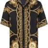 ( Nouvelle Collection ) Versace 5B090 BLACK GOLD Chemise En Soie à Imprimé La Coupe Des Dieux Homme