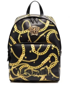 ( Nouvelle Collection ) Versace 5B00V BLACK+GOLD-VERSACEGOLD Sac à Dos Medusa Imprimé Homme