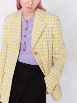 ( Nouvelle Collection ) Versace Blazer à Motif Pied-de-poule Femme -Pas Cher Versace Boutique 17700049 37101537 600