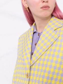 ( Nouvelle Collection ) Versace Blazer à Motif Pied-de-poule Femme -Pas Cher Versace Boutique 17700049 37102166 600