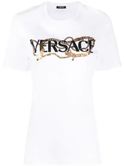 ( Nouvelle Collection ) Versace T-shirt à Logo Imprimé 2W070 WHITE