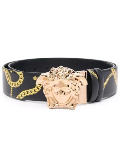 ( Nouvelle Collection ) Versace 5B00V BLACK+GOLD-VERSACEGOLD Ceinture à Boucle Medusa Homme