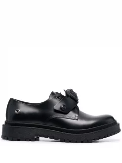 ( Nouvelle Collection ) Versace Derbies à Motif Medusa 1B00B NERO RUTENIO ULTRA BLACK