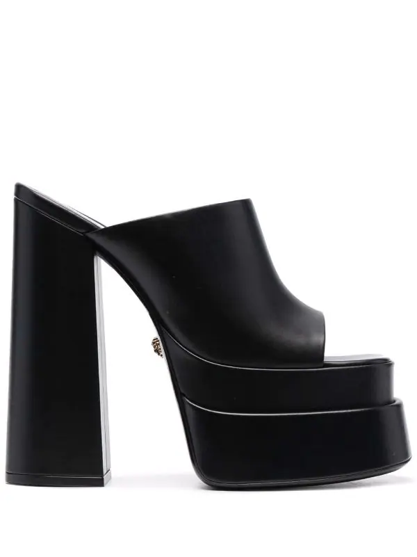Versace Mules à Talon Haut 165 Mm 1B00V BLACK 1 Versace Mules à Talon Haut 165 Mm 1B00V BLACK