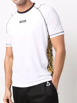 ( Nouvelle Collection ) Versace T-shirt à Empiècements Contrastants 5W030 WHITE PRINT -Pas Cher Versace Boutique 17731927 37169961 600