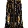 ( Nouvelle Collection ) Versace 5B090 BLACK GOLD Jupe En Soie à Imprimé Baroque Femme