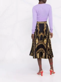 ( Nouvelle Collection ) Versace 5B090 BLACK GOLD Jupe En Soie à Imprimé Baroque Femme -Pas Cher Versace Boutique 17774092 37416273 600