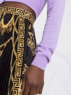 ( Nouvelle Collection ) Versace 5B090 BLACK GOLD Jupe En Soie à Imprimé Baroque Femme -Pas Cher Versace Boutique 17774092 37416274 600