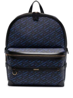 Versace Sac à Dos En Cuir à Imprimé Greca Homme