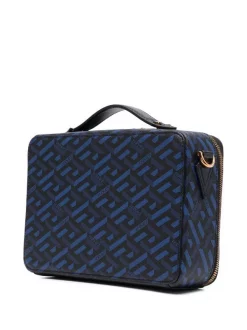 Versace 5U18V Blu Navy+Black-Versace Gold Sac Porté épaule à Imprimé Greca Homme -Pas Cher Versace Boutique 17776745 37632003 600