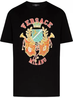 ( Nouvelle Collection ) Versace 1B000 BLACK T-shirt à Logo Imprimé Homme