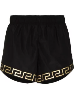 ( Access Edit ) Versace 1B000 BLACK Short De Bain Greca à Logo Imprimé Homme