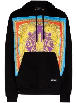 Versace Hoodie à Empiècements Contrastants 1B000 BLACK