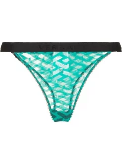 ( Nouvelle Collection ) Versace String à Détails En Résille 1V560 TURQUOISE