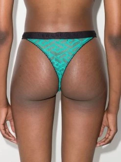 ( Nouvelle Collection ) Versace String à Détails En Résille 1V560 TURQUOISE -Pas Cher Versace Boutique 17782928 39484359 600