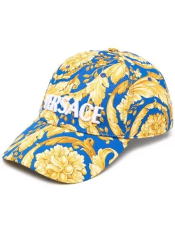 ( Nouvelle Collection ) Versace Sapphire/oro Casquette à Imprimé Barocco Homme