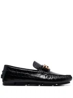 Versace Mocassins à Plaque Greca 1B00V BLACK