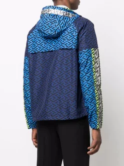 ( Nouvelle Collection ) Versace 6U690 BLUNAVY+SAPPHIRE+NEONGREEN Veste De Sport La Greca à Design Colour Block Homme -Pas Cher Versace Boutique 17800483 37523949 600