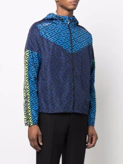 ( Nouvelle Collection ) Versace 6U690 BLUNAVY+SAPPHIRE+NEONGREEN Veste De Sport La Greca à Design Colour Block Homme -Pas Cher Versace Boutique 17800483 37525392 600