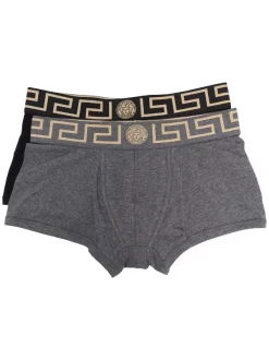Versace A91M NERO GRIGIO Lot De Deux Boxers à Logo Homme