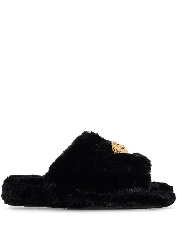 Versace Chaussons Medusa à Bout Ouvert Z1008 NERO 1 Versace Chaussons Medusa à Bout Ouvert Z1008 NERO