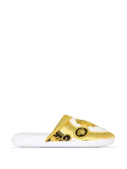 Versace Chaussons En Coton à Imprimé Barocco Z7624 GRIGIO-BIANCO-ORO