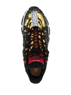 ( Nouvelle Collection ) Versace D4D NERO ORO Baskets Imprimées Greek Key Femme -Pas Cher Versace Boutique 17807566 37929190 600