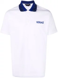 ( Nouvelle Collection ) Versace Polo à Imprimé La Greca 1W000 OPTICAL WHITE