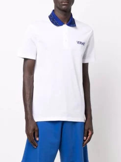 ( Nouvelle Collection ) Versace Polo à Imprimé La Greca 1W000 OPTICAL WHITE -Pas Cher Versace Boutique 17807680 37971095 600