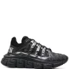 Versace D4192 Black/Silver Baskets Trigreca à Semelle épaisse Femme