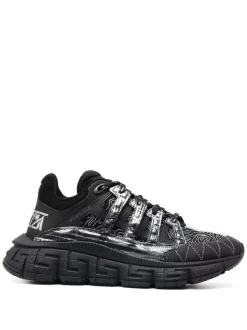 Versace D4192 Black/Silver Baskets Trigreca à Semelle épaisse Femme