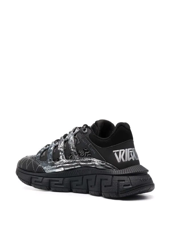 Versace D4192 Black/Silver Baskets Trigreca à Semelle épaisse Femme 3 Versace D4192 Black/Silver Baskets Trigreca à Semelle épaisse Femme – Image 3