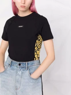 ( Nouvelle Collection ) Versace T-shirt à Logo Imprimé 5B010 BLACK+PRINT -Pas Cher Versace Boutique 17822843 37473589 600